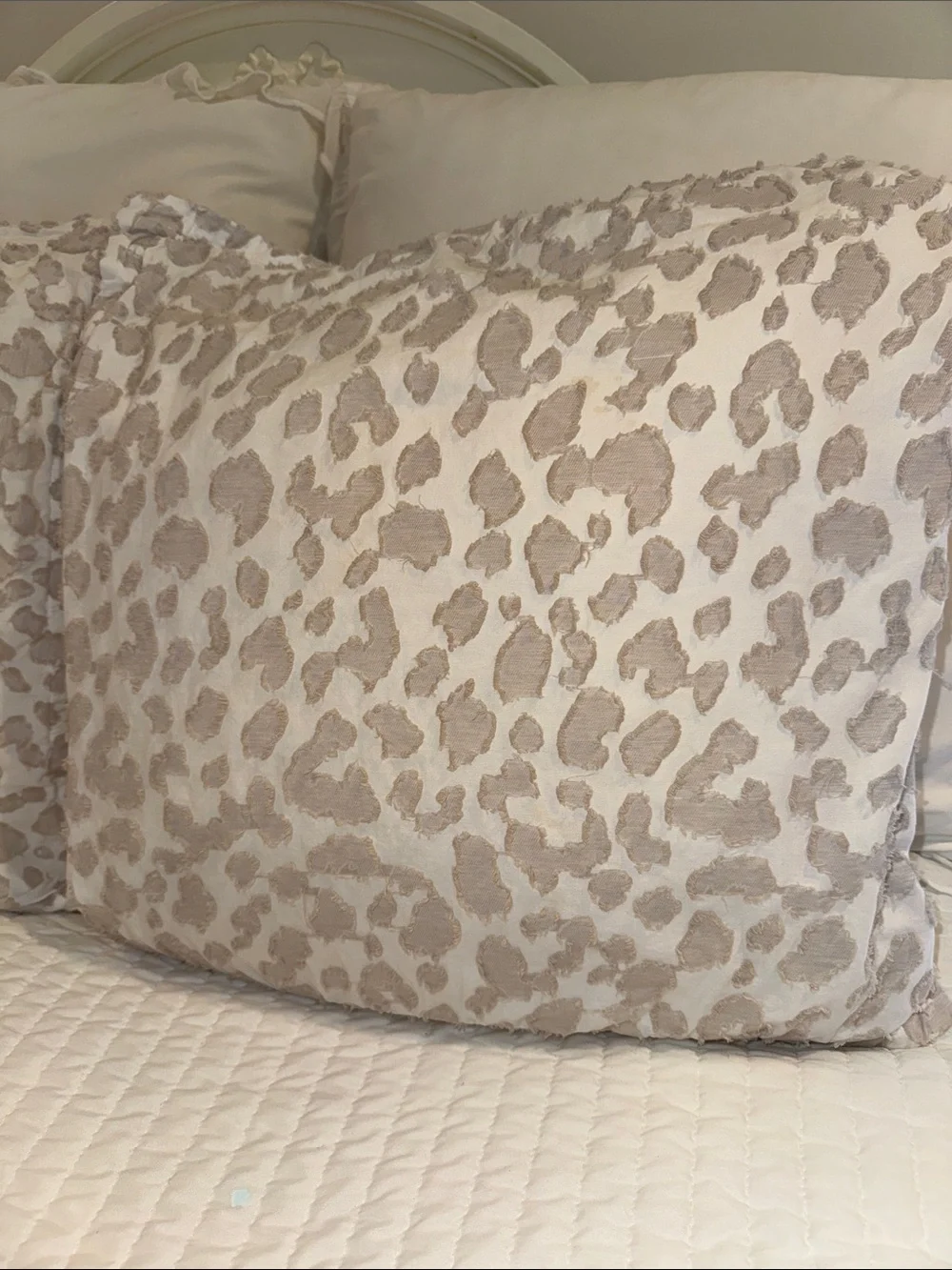 Beige Leopard Print Decorative Pillow Covers - Neutral Chic